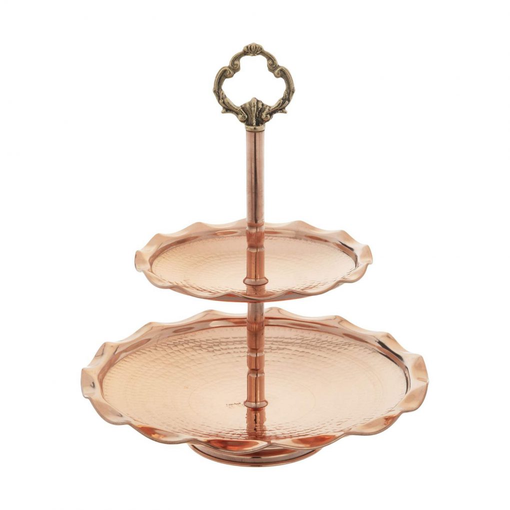 قیمت شیرینی خوری مسی دو طبقه