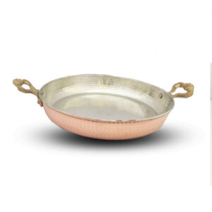 Copper pan with brass handle