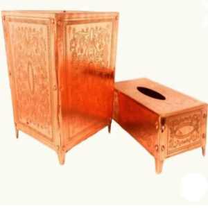 Copper Trash Can and Tissue Box Set