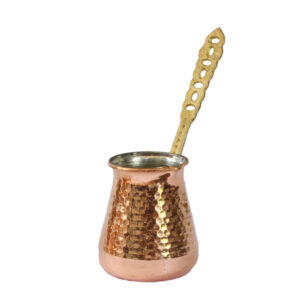 Copper coffee pot with brass handle