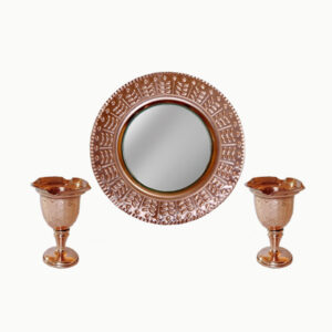 Copper Mirror and Candlestick Set for Nowruz