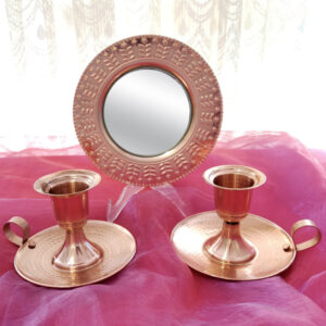 Copper Mirror and candlestick for Nowruz festival (ZH223.13)