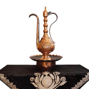 Copper Basin and Ewer Set with Black Engraving (ZH44.3)