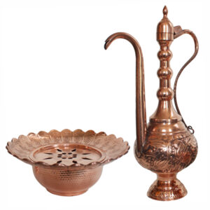 Engraved Copper Basin and Ewer with Ball Design (ZH44.4)