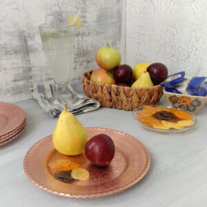 Copper Fruit Plate with Full Red Design (Code: ZH263.1)