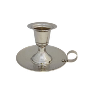 Chrome-Coated Plate Candle Holder