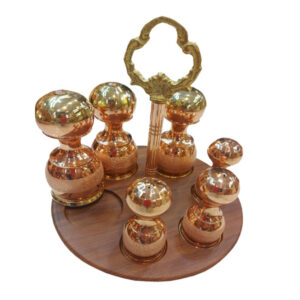 6-Piece Copper Spice Set with Circular Wooden Stand