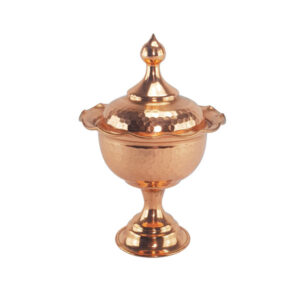 Copper Sugar Bowl with Stand and Rose Design