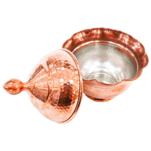 Copper Sugar Bowl with Rose Design Without Stand