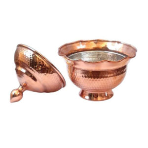 Copper Sugar Bowl with Rose Design Without Stand (ZH268.2)