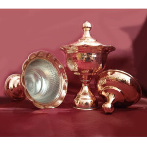 Copper Sugar Bowl with Stand and Rose Design (ZH268.1)