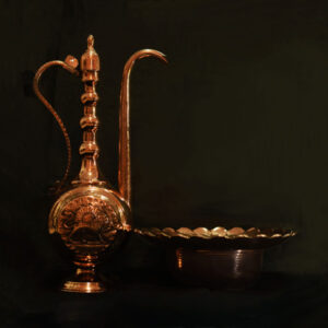 Copper Basin and Ewer Set with Lion and Sun Design (ZH44.6)