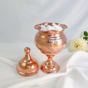 Copper sugar bowl with beaded rim and stand (code: ZH282)