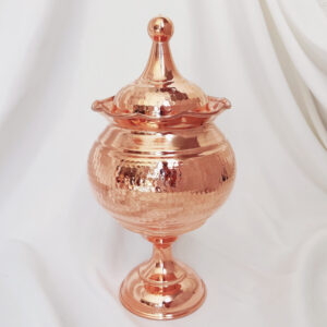 Copper nut bowl with beaded rim and stand (code: ZH282.2)