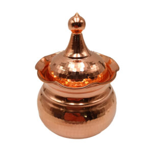 Copper sugar bowl without stand, tulip design