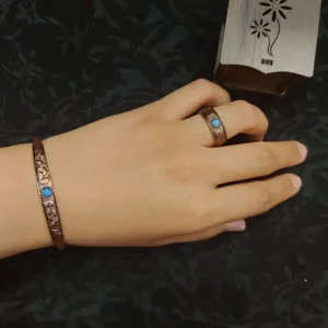 نصف طقم نحاسي بتصميم أسد مزين بحجر كريم للبيع بالجملة (الرمز: JW87.2)