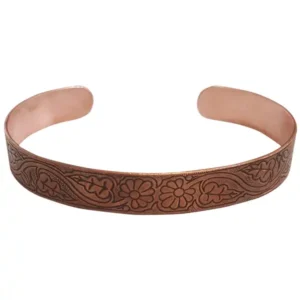 Copper bracelet with thin flower design
