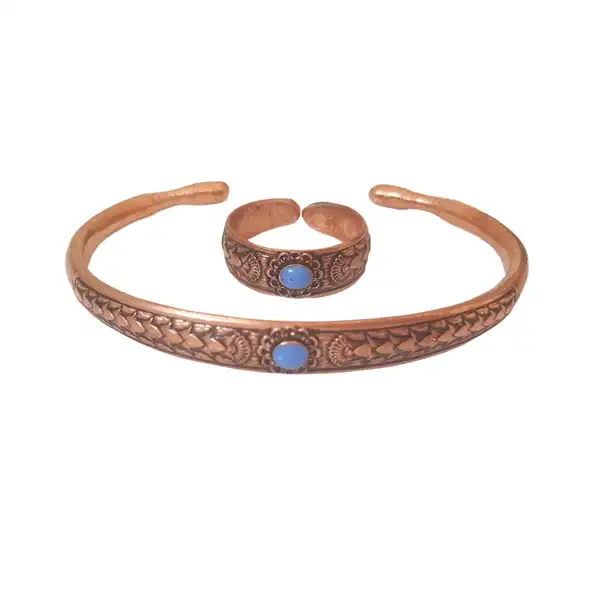 Lotus Taşlı Bakır Yarım Takım (Kod: JW85.2)