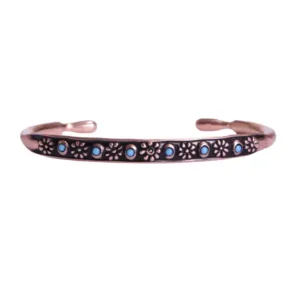 Six-Flower Gemstone Copper Bracelet