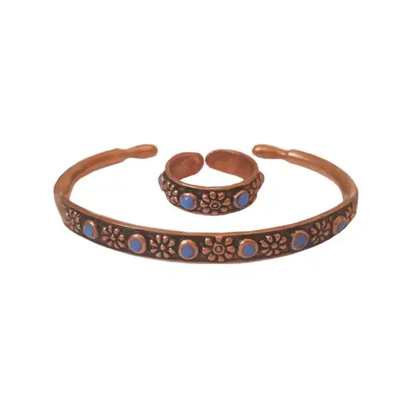 طقم نصف مجموعة من النحاس مع حجر كريم على شكل ستة زهور (الرمز: JW11.2)