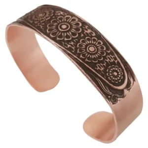 Wide Copper bracelet (lotus flowers) (Code: JW52)