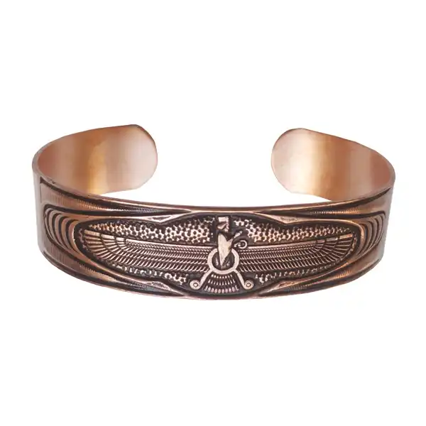 Wide Faravahar Copper Bracelet