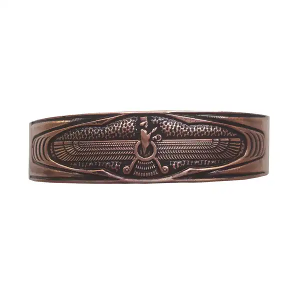 Wide Faravahar Copper Bracelet