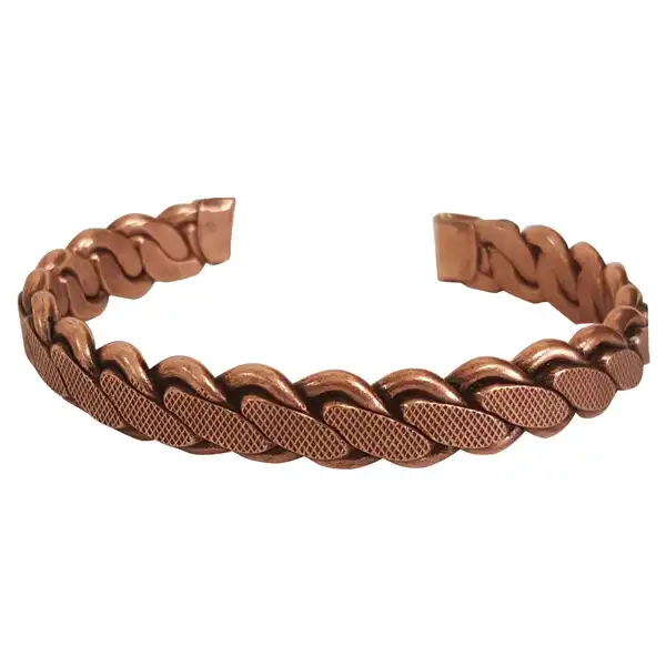 Wide Woven Copper Bracelet