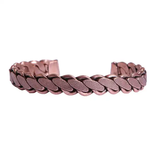 Wide Woven Copper Bracelet