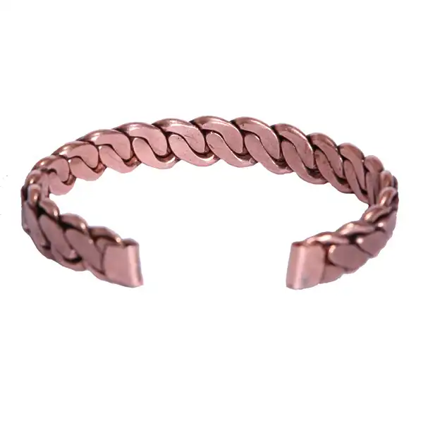 Wide Woven Copper Bracelet