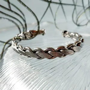 Wide Woven Silver Bracelet (Code: JW12.3)