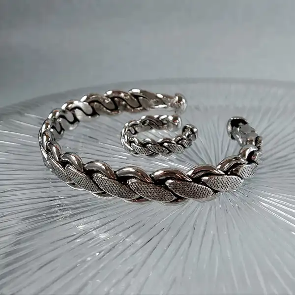 طقم فضة نصفى مُنسوج عريض (الرمز: JW12.5) - الصورة 3