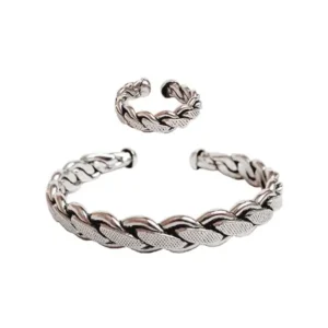 Wide Woven Silver Half-Set