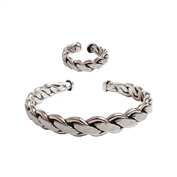 طقم فضة نصفى مُنسوج عريض (الرمز: JW12.5)