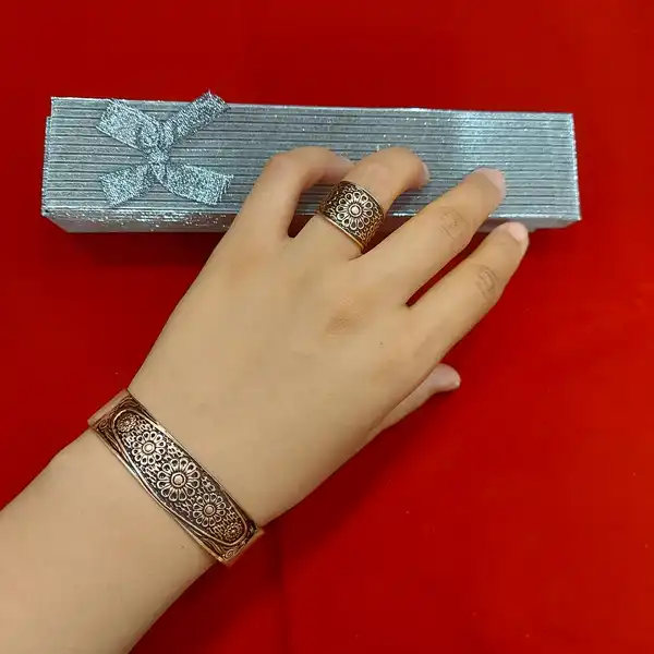 Geniş Beş Çiçekli Bakır Yarım Set (Kod: JW52.2) - Görsel 4