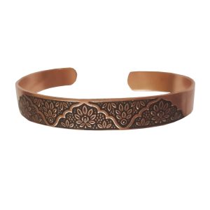 Nature-Inspired Copper Cuff Bracelet with Floral motifs