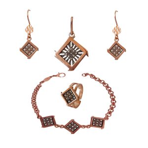 copper diamond shape jewelry set