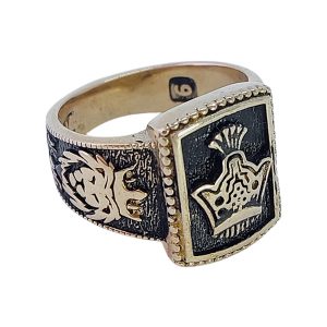 Russian Gold Men’s Ring with Crown and Lion Design JW563