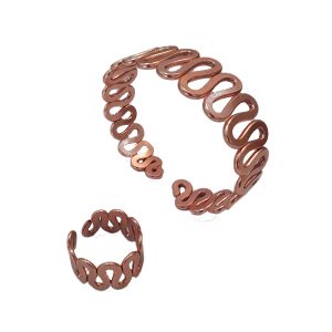 Infinity Wave Copper Cuff Bracelet and Ring Set