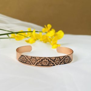 Nature-Inspired Copper Cuff Bracelet with Floral motifs/Boho style JW94