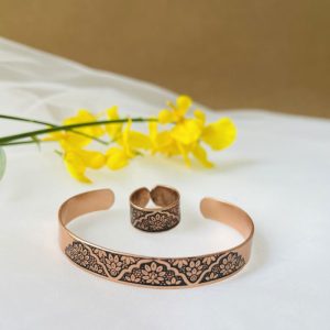 Copper Bracelet and Ring Set with Authentic Persian Motifs JW94.2