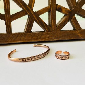 Authentic Copper Bracelet & Ring Set – Classic Heritage Design JW84.2