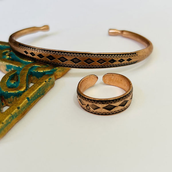 Unisex Authentic Copper Bracelet & Ring Set