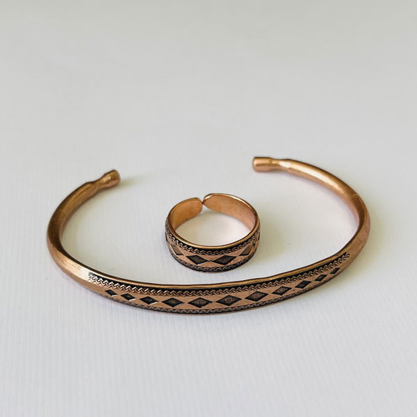 Unisex Authentic Copper Bracelet & Ring Set