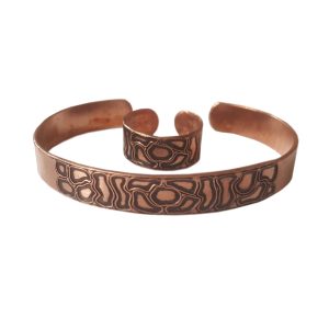 Stone Wall Pattern Copper Bracelet and Ring Set – for Men & Women JW95.2