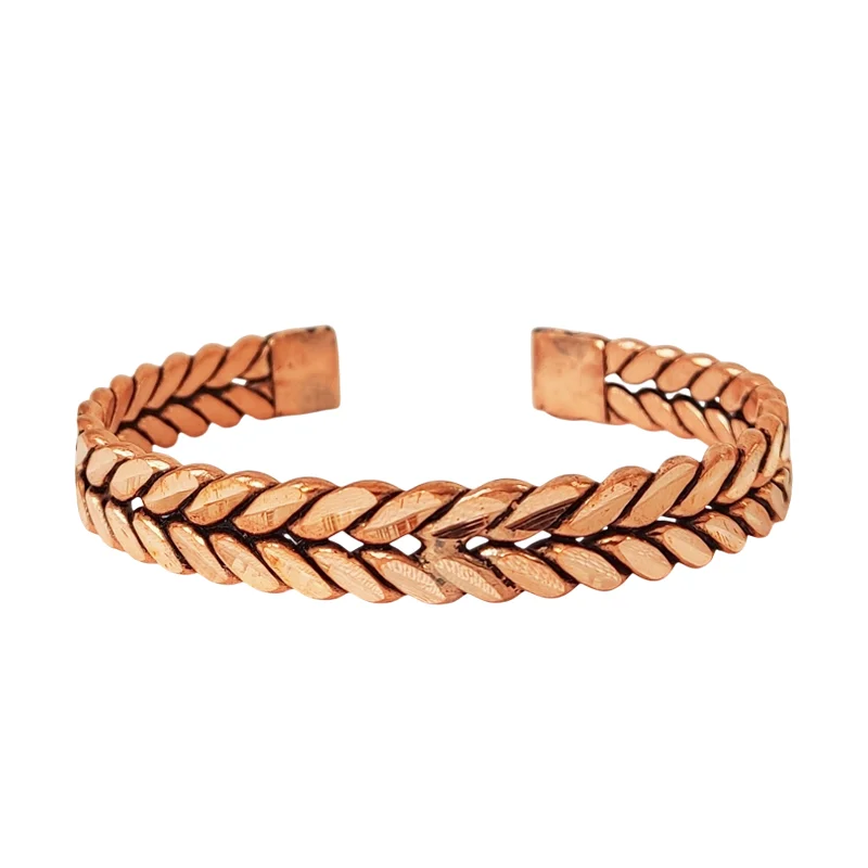 Copper Twisted Wire Cuff Bracelet | Unisex Braided Copper Bracelet | Classic Open End Design | Adjustable Minimalist Jewelry for Men & Women JW640