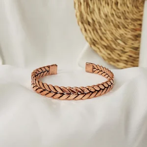 Copper Twisted Wire Cuff Bracelet | Unisex Braided Copper Bracelet | Classic Open End Design | Adjustable Minimalist Jewelry for Men & Women JW640