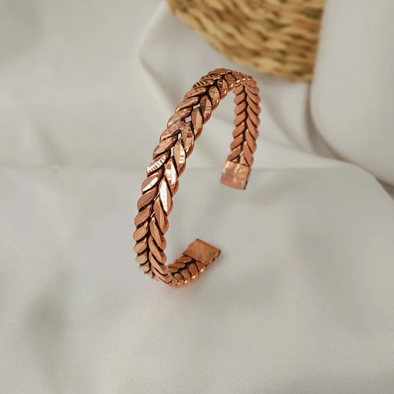 Copper Twisted Wire Cuff Bracelet | Unisex Braided Copper Bracelet | Classic Open End Design | Adjustable Minimalist Jewelry for Men & Women JW640 - Image 3
