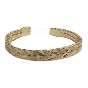 Gold Plated Braid Copper Bracelet – Unisex Wheat-Inspired Cuff