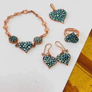 Heart Shape Turquoise Copper Jewelry Set